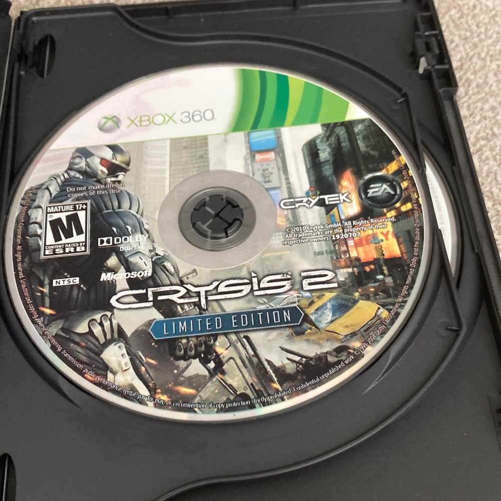 For Xbox 360 crysis 2 - no plastic case